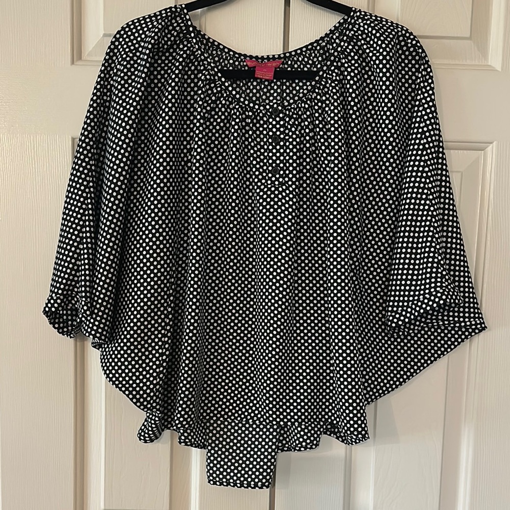 Flowy Black and White Polka Dot Blouse